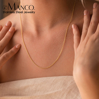 Collier en Chaîne Corde Plaqué Or 14K en Acier Inoxydable EMANCO pour Femme, Bijou Fin Classique pour Fiançailles