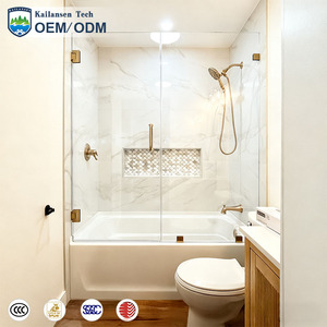 <span class=keywords><strong>Mampara</strong></span> de Ducha de Vidrio Templado de 8 mm, Panel Fijo sin Marco, <span class=keywords><strong>Mampara</strong></span> de Baño <span class=keywords><strong>con</strong></span> Herrajes Cromados para Baño de Hotel - Product Image 4