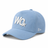 Casquettes de baseball unisexe sur mesure, bleu lac, avec emblème en relief, profil haut, style A-frame, faible MOQ