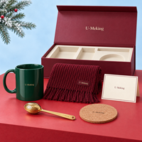 Coffret Cadeau d'Entreprise Personnalisé pour Noël : Mug en Céramique, Écharpe, Infuseur à Thé, Sous-Verre et Carte – Idéal pour Remercier vos Clients