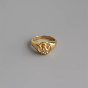Factory Customize Round Signet <b>Finger</b> <b>Ring</b> Stainless Steel Solid Angel wings <b>Rings</b> Jewelry - Product Image 2