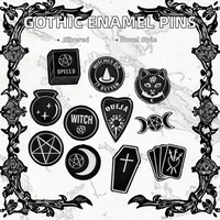 Épingles en émail artisanal en métal moulé de fée UV gothique fait à la main nouvelle sorcière Ouija lune Tarot livre broches pour femmes hommes nouvel an chinois