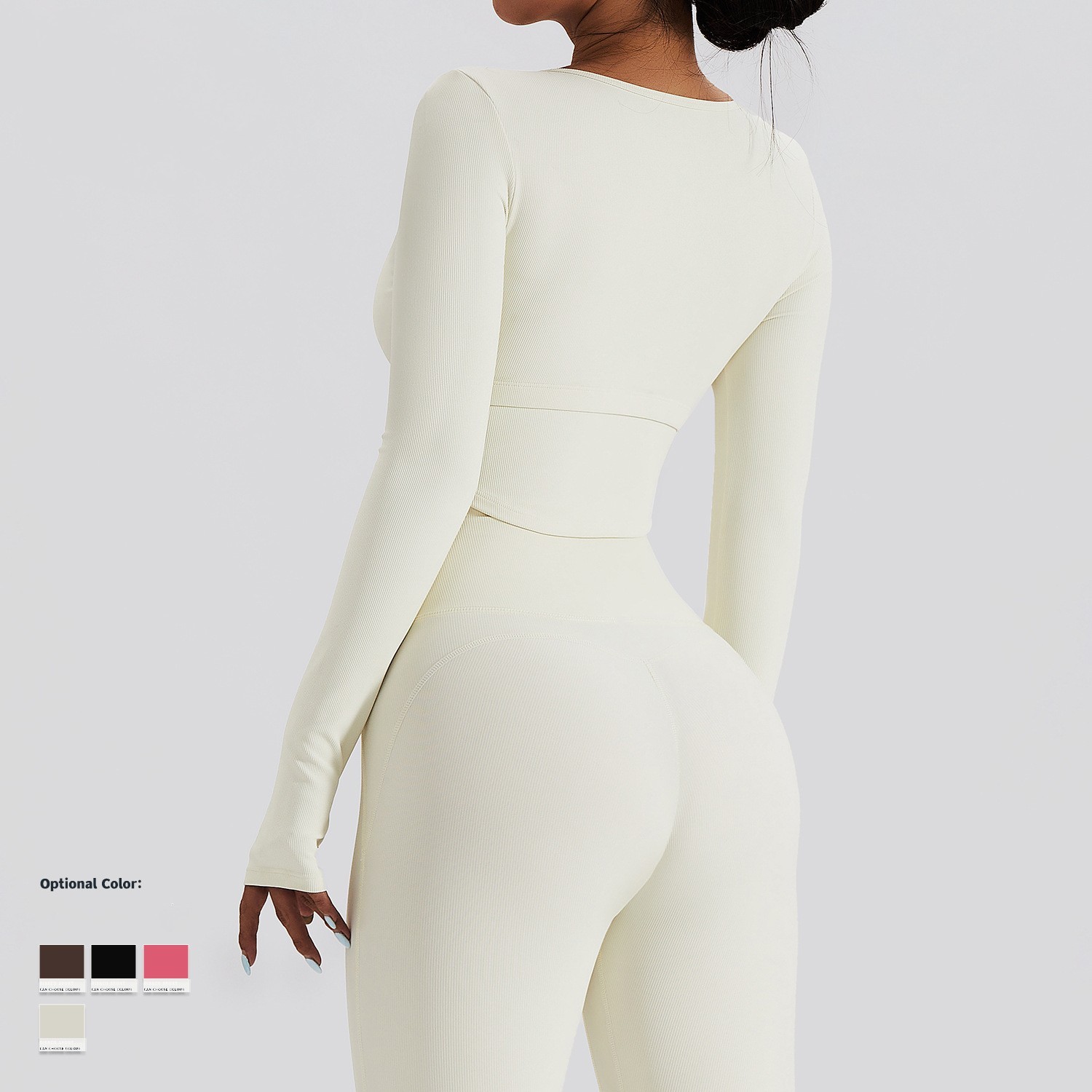 Wholesale 2022 New Ribbed Sportswear Gym Clothing Tights Elastic Yoga T-shirt Women Long Sleeve Yoga Top