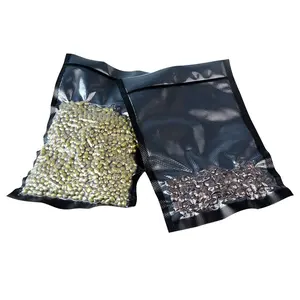 Household Packing Pre-cut 3 Side Seal Food Storage Bag Embossed Black Vacuum Seal Bags