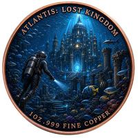Médaille 2026 Atlantis Sunken City Double Face Diver Relief Plaqué Fer Boîtier Acrylique