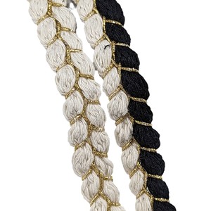 Handgewebtes Geflochtenes Band Luxuriöses Traditionelles Schwarz-Weiß-Gold Metallfaden-Spitzenband Gewebtes Band für Kleidung/Taschen/Heimdekoration - Product Image 5