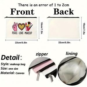 Cross-border Hot New Letter Printing Canvas Zipper Closure High-value Large Capacity Modern Student <b>Storage</b> Cosmetic Pencil Bag - Product Image 3
