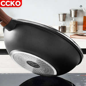 Sartén de Hierro Fundido de 28 cm para Cocina, Sartén de Aleación de Aluminio con Piedra Maifan, Sartén Antiadherente con Tapa - Product Image 5