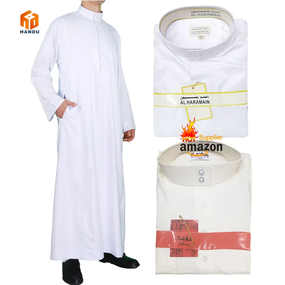 Thobeイスラム教徒サイズポケット男性イスラム服無地アラブデザインドレスサウジファッション