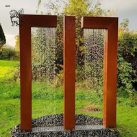 Fontaine d'eau en acier Corten pour la décoration de grands projets hôteliers, villas et complexes, avec cascade en métal rouillé
