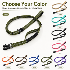 Tactical Bungee <b>Dog</b> Leash with Quick Release Buckle Adjustable Elastic Training <b>Lead</b> with Frog Clip - Product Image 2