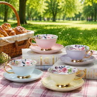 Ensembles de tasses et soucoupes à thé en céramique en gros avec logo personnalisé pour la maison, le café, l'hôtel, les cadeaux