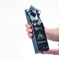 Nouveau Trophée K9 en Verre Cristal Noir Diamanté, Base Ovale, Style Sportif, Poli avec Impression UV, Boîte Cadeau
