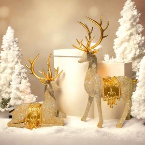 Juego Navideño de Figuras de Alce de Resina Epoxi con Cuentas de Dos Puntos, Arte Popular, Decoración para el Hogar, Adornos para Ambiente Festivo, Escaparate de Centro Comercial - Product Image 2