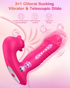 NOUVEAU DILDO vibrant à 10 fréquences avec fonctions de stretching et de succion pour stimuler le clitoris, le point G et les mamelons. - Product Image 4