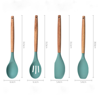 Ensemble d'Ustensiles de Cuisine en Silicone avec Poignées en Bois 12 Pièces Boîte Multicolore Design Minimaliste Moderne Marque Home Design
