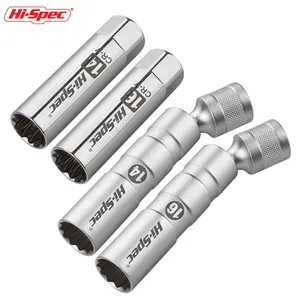 1pc 3/8'' Drive Metric Spark Plug Socket 12-Point Heads with Sizes 14 & 16mm. 64mm Long Chrome Plated Cr-V Steel