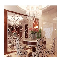 Carreaux de miroir en verre argenté Art Déco de luxe pour la décoration murale de salle de bain, normes européennes, tailles personnalisables, marque SINOY