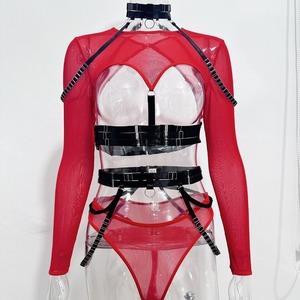 Ensemble <span class=keywords><strong>sexy</strong></span> quatre pièces style européen et américain, avec bretelles complexes, col licou, ceinture et manches longues en maille, pour femme, ODM, en promotion sur <span class=keywords><strong>AliExpress</strong></span> - Product Image 5