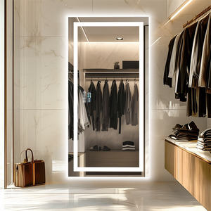 Hot Bán Đầy Đủ Chiều Dài Tường Hình Chữ Nhật LED Ánh Sáng Phòng Tắm Gương Thông Minh Kỹ Thuật Số Thời Gian Nhiệt Độ Defogging Cho Phòng Khách Hiện Đại - Product Image 2