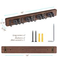 MIXWARES Support mural en bois pour balais et serpillères, Organisateur de rangement pour outils de nettoyage pour la maison