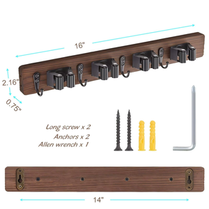 MIXWARES Portascopa e Portamop da Parete in <span class=keywords><strong>Legno</strong></span> per Bagno, Organizzatore per Attrezzi di Pulizia per la Casa - Product Image 2