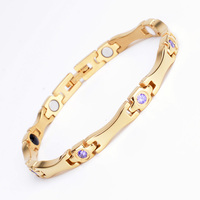 Bracelets de luxe en acier inoxydable plaqué or 18 ct bijoux pour hommes femmes énergie magnétique bracelet de puissance au germanium santé