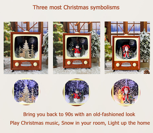 Boîte à musique TV rétro Vintage jouant des chansons <span class=keywords><strong>de</strong></span> <span class=keywords><strong>noël</strong></span> décorations <span class=keywords><strong>de</strong></span> Globe <span class=keywords><strong>de</strong></span> <span class=keywords><strong>neige</strong></span> cadeau tv vintage <span class=keywords><strong>noël</strong></span> - Product Image 5