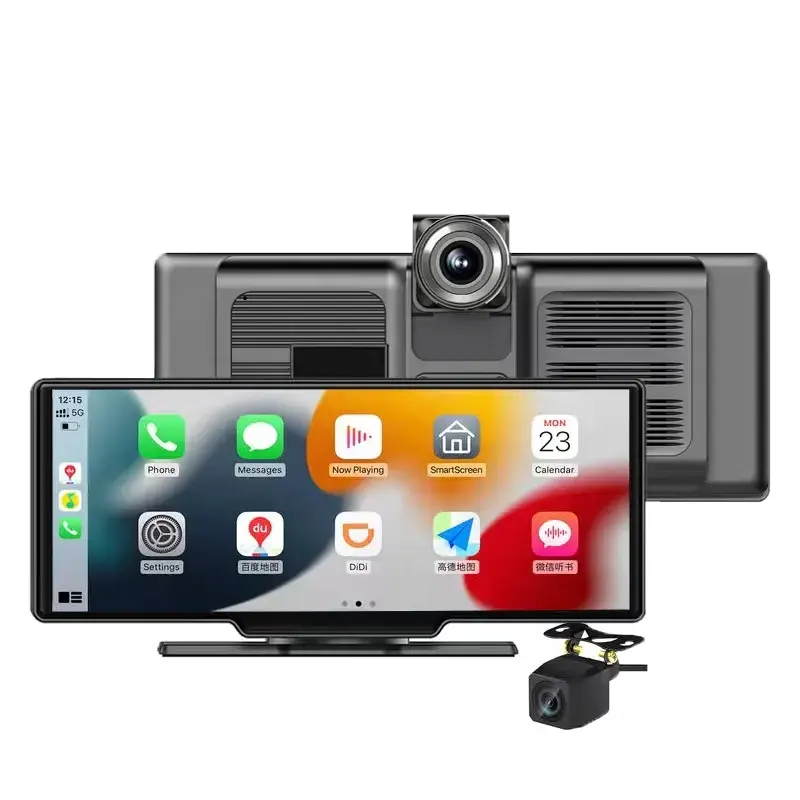 Nuevo 10,26 pulgadas Dual BT estéreo Dual lente coche DVR Cámara Android Auto coche Radio inalámbrico Carplay Dash Cam