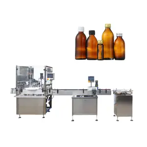 Automatic 60ml 100ml viscous liquid filling capping machine pharma syrup filling screwing labeling equipment