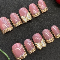 Ongles artificiels courts faits main en acrylique épais sculpté, motif ballerine peint à la main, 10 pièces, design de salon, en gel souple