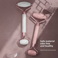 Rouleau en quartz rose à double tête Gua Sha Stick Non-Jade Body Box Acupoint en forme de cœur Pousser les yeux Lifting Facial Scraper for