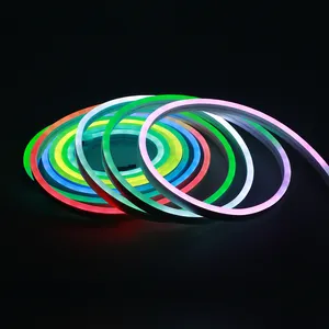 Lampu tali fleksibel sisi lentur neon putih tahan air warna mimpi RGB datar horisontal 6*12mm 12V 24V lampu tali fleksibel