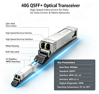 Module émetteur-récepteur optique SFP+ 40G - SR4 850nm 100m MPO MMF DDM, module fibre optique enfichable à chaud pour commutateur réseau et centre de données