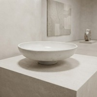ARM LVG Nordic Home Decor Plat Rond en Céramique Blanc Crème, Bol Peu Profond à Bord Coulissant, Finition Glaçure Mate, Plateau sur Pied en Porcelaine