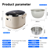 Cuisinière à riz électrique intelligente multifonction de luxe 4L de haute qualité avec cuve intérieure émaillée et fonction faible teneur en sucre