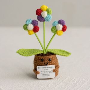 Maceta de Girasol Tejida a Crochet Hecha a Mano para Decoración del Hogar u Oficina, Soporte Emocional, Porta Plantas Tejido Positivo para Graduación o Pascua - Product Image 3