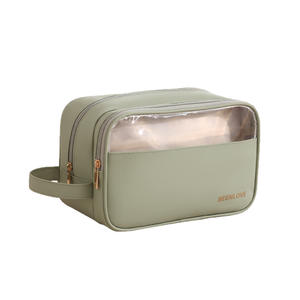 Trousse de toilette Beenlove vert clair rectangulaire, trousse à maquillage portable avec fenêtre transparente pour les voyages - Product Image 1