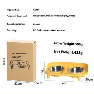 Mangkuk ganda keramik hewan peliharaan melindungi leher mencegah kucing anjing pengetuk mangkuk hewan peliharaan - Product Image 6