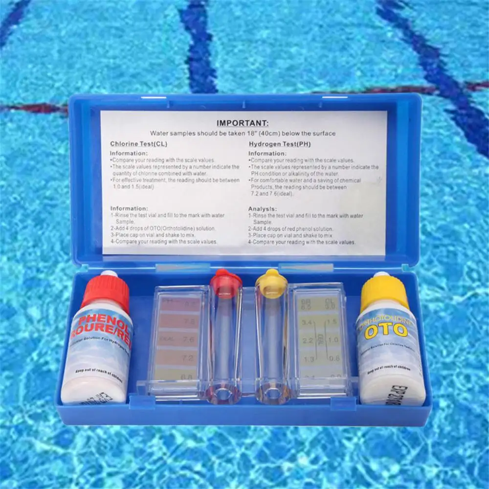 Kit de teste de qualidade da água de cloro, 1 conjunto, acessórios de teste de ph para piscina