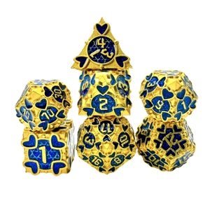 OEM Custom Logo Gold Green Zinc Alloy Polyhedral Handmade Durable Eco-Friendly Luxury Pirate Shape Dice7-Piece <b>Set</b> - Product Image 1