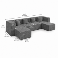 Canapé-lit sectionnel convertible multiplace en forme de L, en tissu moderne avec rembourrage en mousse, pour salon d'appartement, vente en gros usine
