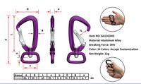 Mousqueton léger en aluminium anodisé 4KN personnalisé par GOKU Factory pour accessoires de laisse de chien, idéal pour l'industrie lourde