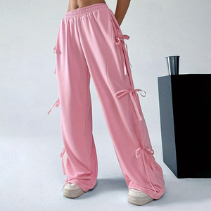 กางเกงขายาวทรงตรงเอวสูงสำหรับผู้หญิงกางเกงขากระบอกทรงตรงสีเทาลำลองทรงหลวมโลโก้ตามสั่ง - Product Image 5