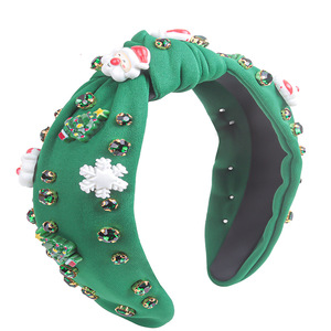 Diadema de árbol de Navidad con diamantes de imitación rojos, blancos y verdes, copo de nieve, Papá Noel, accesorio para el cabello de mujer, invierno 2023, tocado de tela - Product Image 3