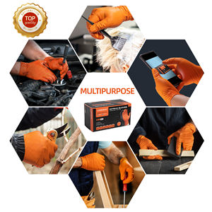 Guantes de nitrilo con textura de diamante naranja de 8 micras para uso industrial automotriz y químico - Product Image 5