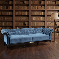 Canapé Chesterfield Moderne Classique en Velours, Cadre en Bois Massif, Luxe Capitonnée Boutonnée, 3 Places, Garniture Décorative Cloutée pour Villa