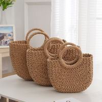 Sac de plage d'été en paille tressée tendance 2026 pour femme, sac fourre-tout en osier à porter à la main ou à l'épaule pour femme