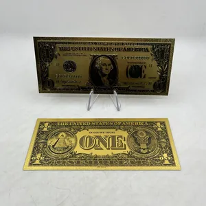 Uang Kertas Emas 24K Dolar 1 US, Edisi 1899 dengan Penyangga Plastik Bagus untuk Dekorasi Rumah