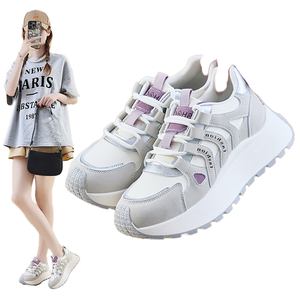 Zapatillas de running para <span class=keywords><strong>mujer</strong></span> estilo coreano Torre, novedad primavera 2025, con cordones, suela gruesa, parte superior de PU, tendencia de moda, ocio, otoño, calle - Product Image 1